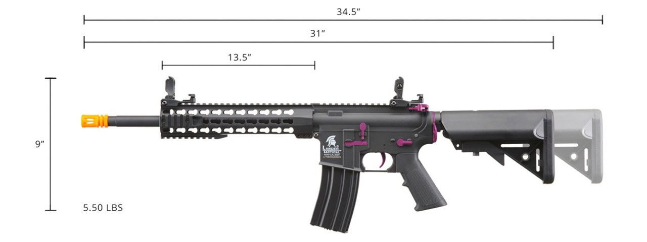 Lancer Tactical Gen 2 13.5" Keymod M4 Carbine Airsoft AEG Rifle (Black / Purple)(No Battery and Charger)