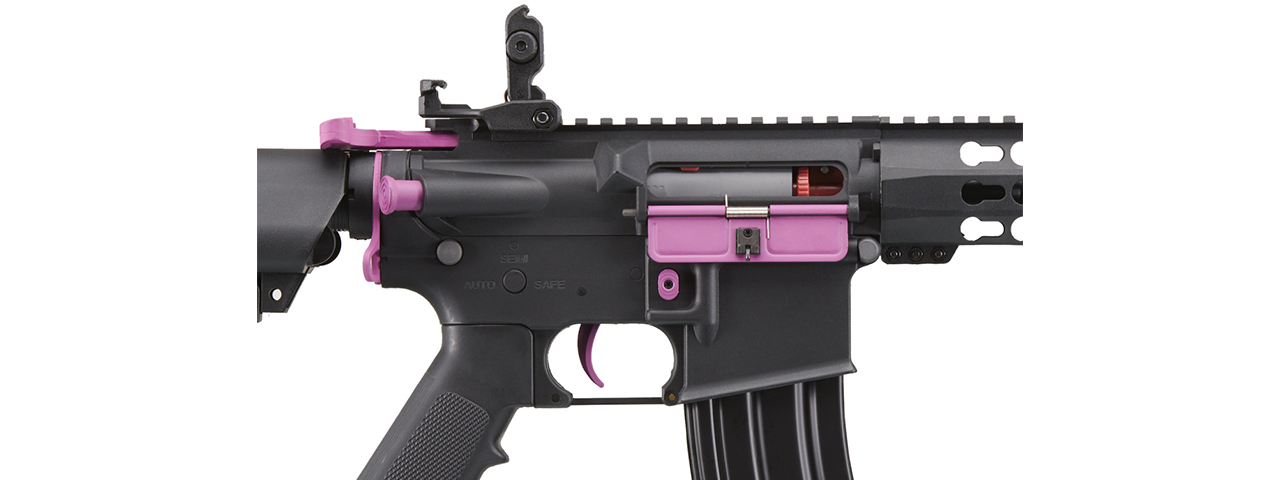 Lancer Tactical Gen 2 13.5" Keymod M4 Carbine Airsoft AEG Rifle (Black / Purple)(No Battery and Charger) - Click Image to Close
