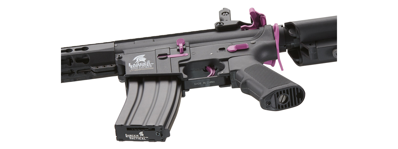 Lancer Tactical Gen 2 13.5" Keymod M4 Carbine Airsoft AEG Rifle (Black / Purple)(No Battery and Charger) - Click Image to Close