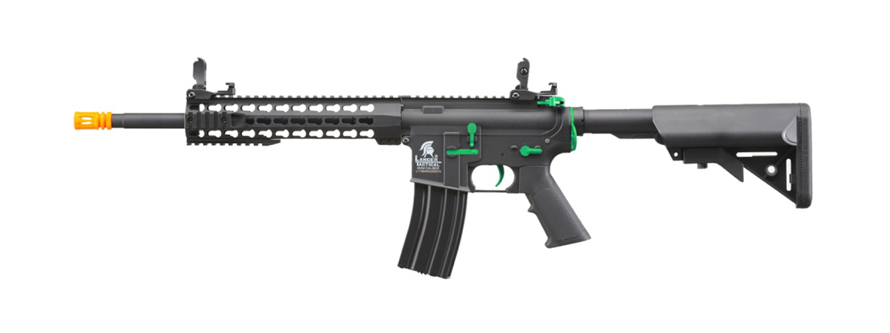 Lancer Tactical Gen 2 13.5" Keymod M4 Carbine Airsoft AEG Rifle (Black / Green)(No Battery and Charger)