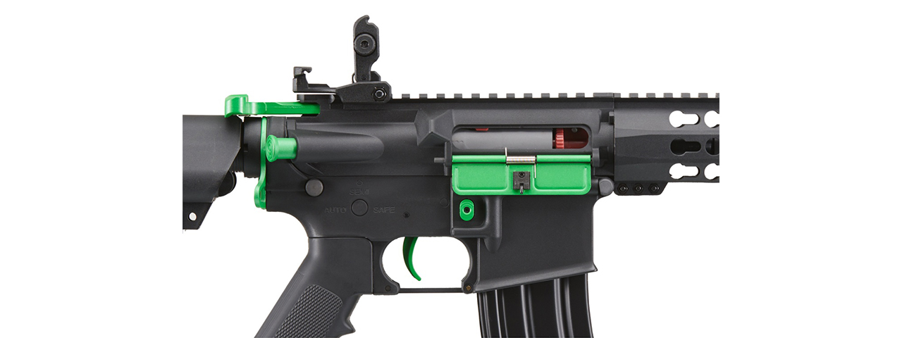 Lancer Tactical Gen 2 13.5" Keymod M4 Carbine Airsoft AEG Rifle (Black / Green)(No Battery and Charger) - Click Image to Close