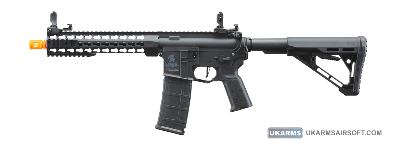 Lancer Tactical Gen 3 10" KeyMod M4 Carbine Airsoft AEG Rifle with Delta Stock (Color: Black) - Click Image to Close