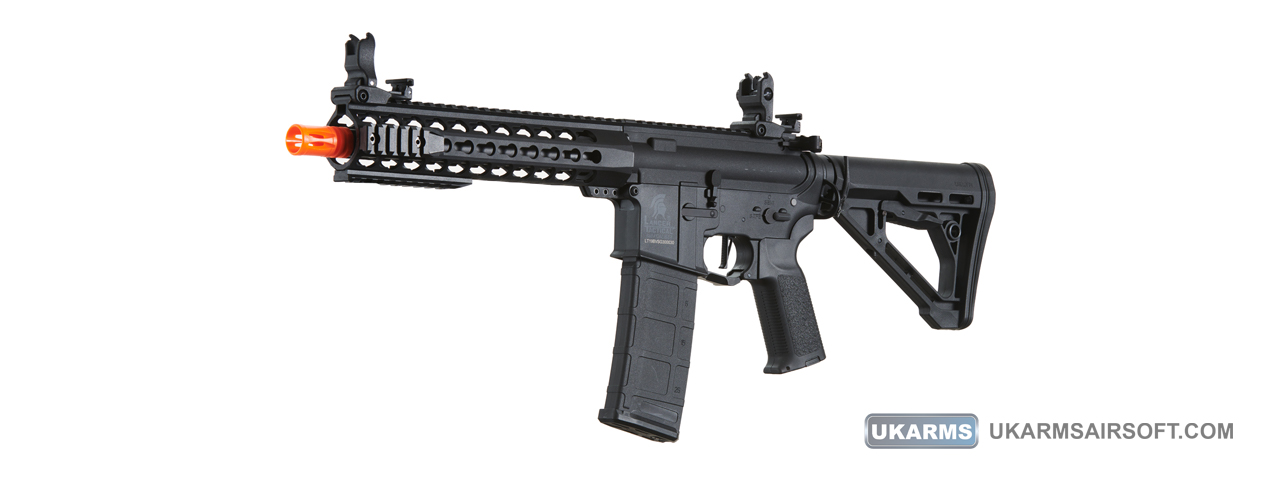 Lancer Tactical Gen 3 10" KeyMod M4 Carbine Airsoft AEG Rifle with Delta Stock (Color: Black) - Click Image to Close