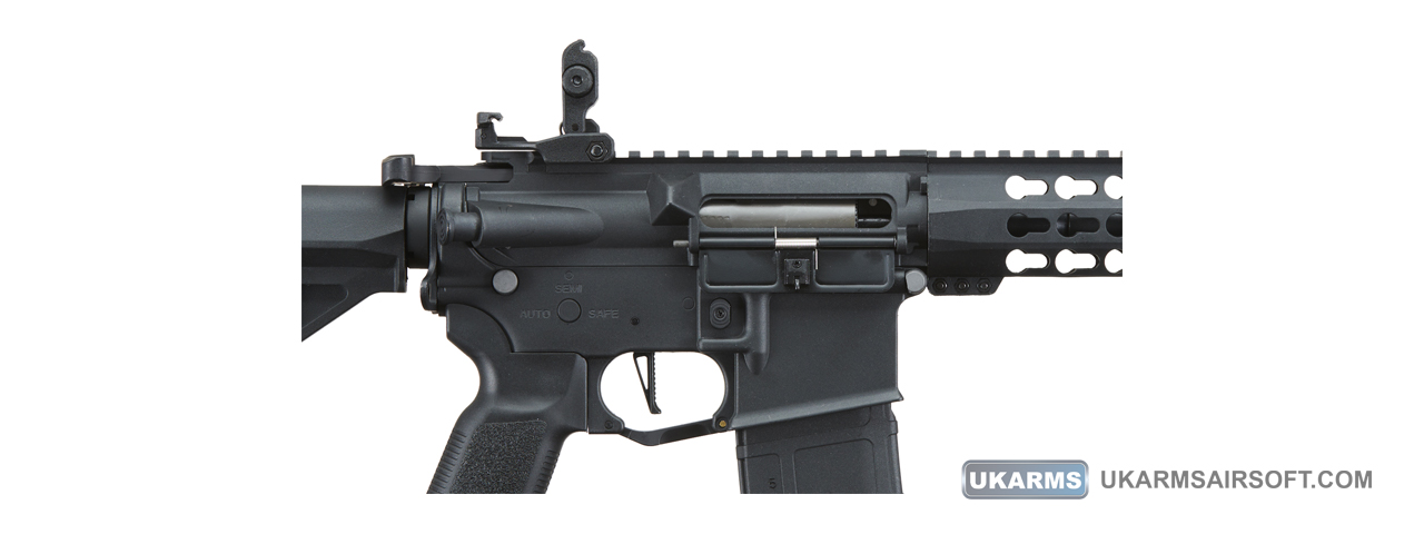 Lancer Tactical Gen 3 10" KeyMod M4 Carbine Airsoft AEG Rifle with Delta Stock (Color: Black) - Click Image to Close