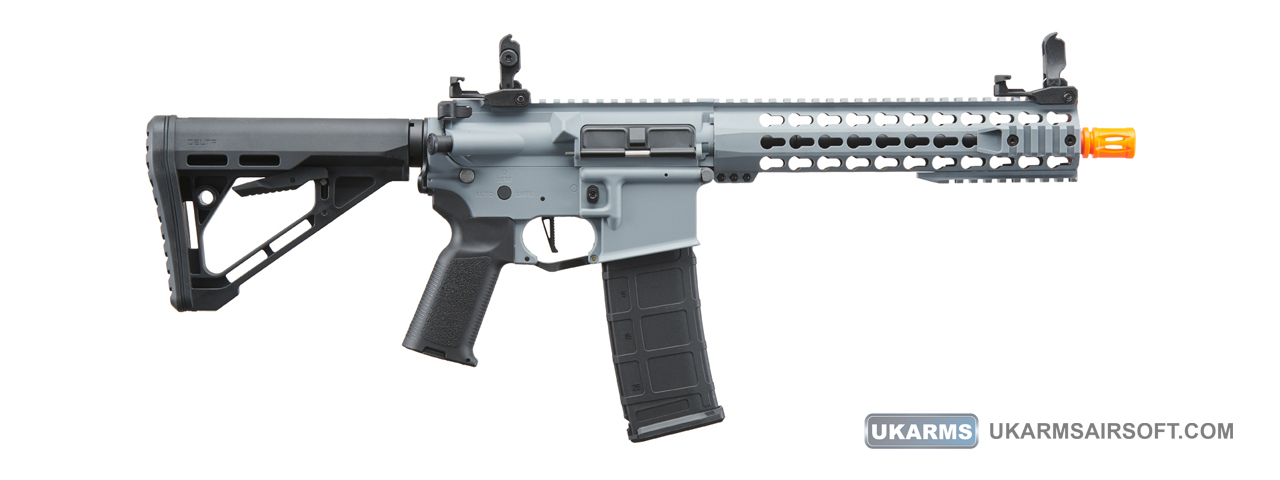 Lancer Tactical Gen 3 10" KeyMod M4 Carbine Airsoft AEG Rifle with Delta Stock (Color: Grey) - Click Image to Close