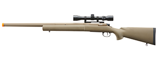 Lancer Tactical High FPS M24 Bolt Action Spring Powered Sniper Rifle w/ Scope (Color: Tan)