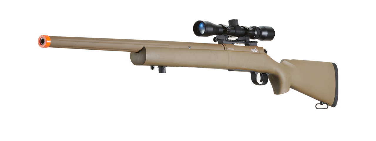 Lancer Tactical High FPS M24 Bolt Action Spring Powered Sniper Rifle w/ Scope (Color: Tan) - Click Image to Close