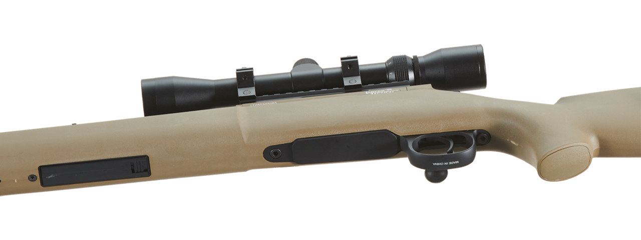 Lancer Tactical High FPS M24 Bolt Action Spring Powered Sniper Rifle w/ Scope (Color: Tan) - Click Image to Close