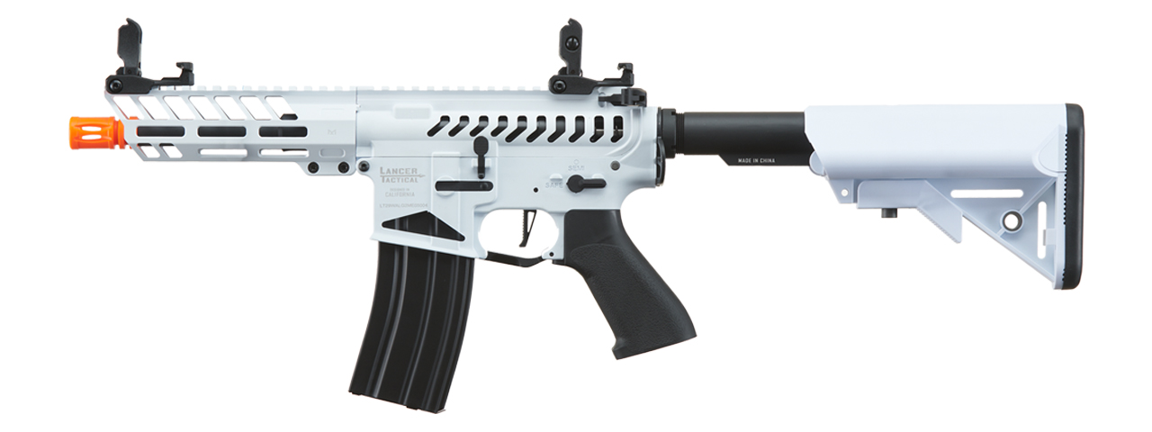 Lancer Tactical Low FPS Enforcer Needletail Skeleton M4 Airsoft Rifle (Color: White and Black) - Click Image to Close