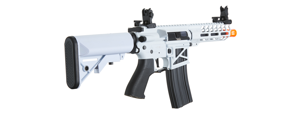 Lancer Tactical Low FPS Enforcer Needletail Skeleton M4 Airsoft Rifle (Color: White and Black) - Click Image to Close
