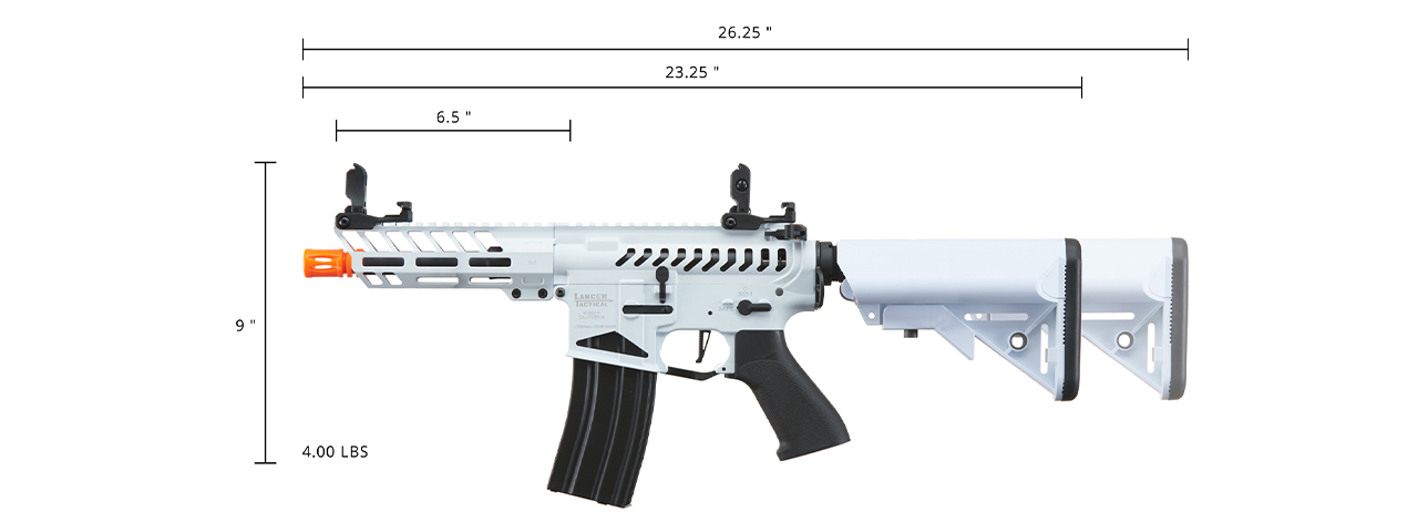 Lancer Tactical Low FPS Enforcer Needletail Skeleton M4 Airsoft Rifle (Color: White and Black) - Click Image to Close