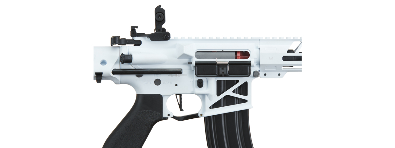 Lancer Tactical Low FPS Enforcer Needletail Skeleton M4 Airsoft Rifle (Color: White and Black) - Click Image to Close