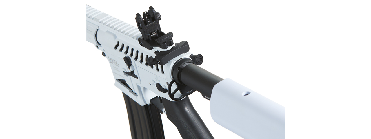 Lancer Tactical Low FPS Enforcer Needletail Skeleton M4 Airsoft Rifle (Color: White and Black) - Click Image to Close