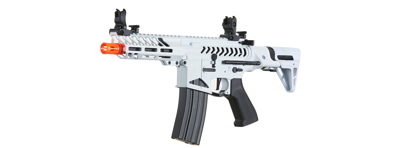 Lancer Tactical ProLine NEEDLETAIL PDW Skeleton AEG Low FPS (Color: White/Black) - Click Image to Close