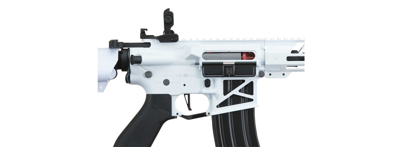 Lancer Tactical ProLine NEEDLETAIL PDW Skeleton AEG Low FPS (Color: White/Black) - Click Image to Close