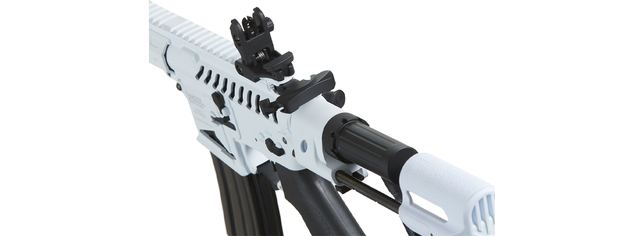 Lancer Tactical ProLine NEEDLETAIL PDW Skeleton AEG Low FPS (Color: White/Black) - Click Image to Close