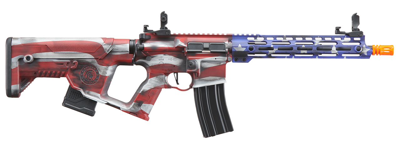 Lancer Tactical Enforcer BLACKBIRD AEG Rifle w/ Alpha Stock (Cerakote Color: Stars & Stripes) - Click Image to Close