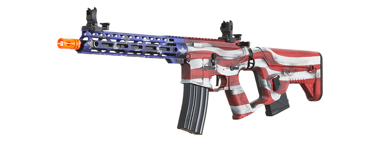 Lancer Tactical Enforcer BLACKBIRD AEG Rifle w/ Alpha Stock (Cerakote Color: Stars & Stripes) - Click Image to Close