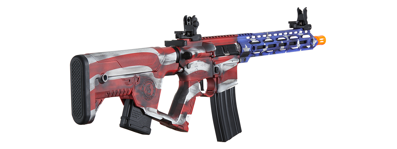 Lancer Tactical Enforcer BLACKBIRD AEG Rifle w/ Alpha Stock (Cerakote Color: Stars & Stripes) - Click Image to Close
