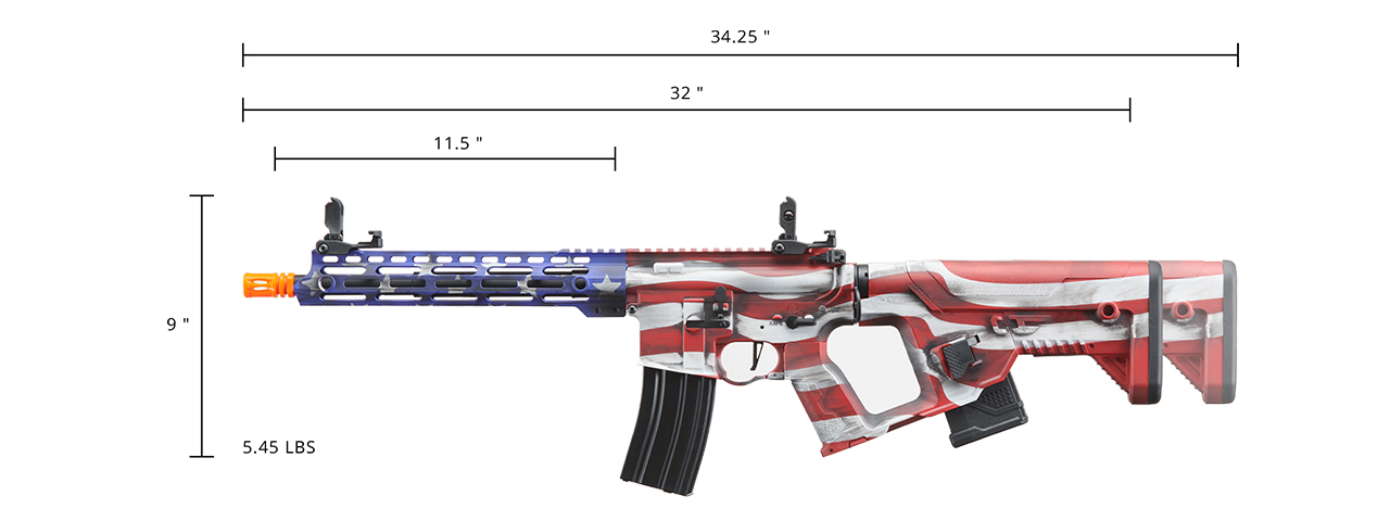 Lancer Tactical Enforcer BLACKBIRD AEG Rifle w/ Alpha Stock (Cerakote Color: Stars & Stripes)