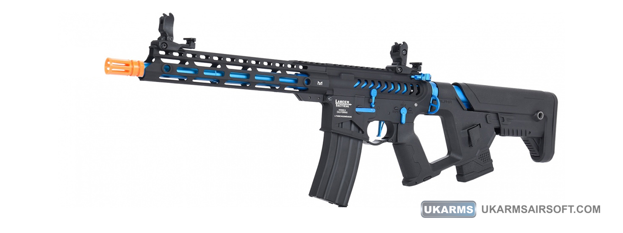 Lancer Tactical Enforcer BLACKBIRD Skeleton AEG w/ Alpha Stock [LOW FPS] (BLACK/BLUE) - Click Image to Close