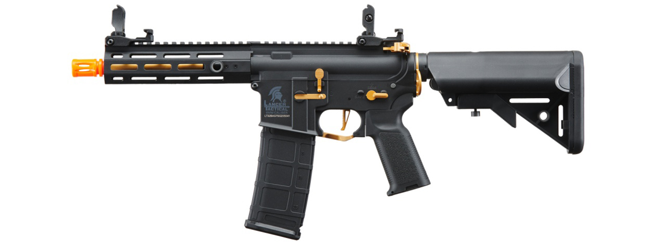 Lancer Tactical Gen 2 Hellion M-LOK 7" Airsoft M4 AEG Core Series (Color: Black & Gold)(No Battery and Charger) - Click Image to Close