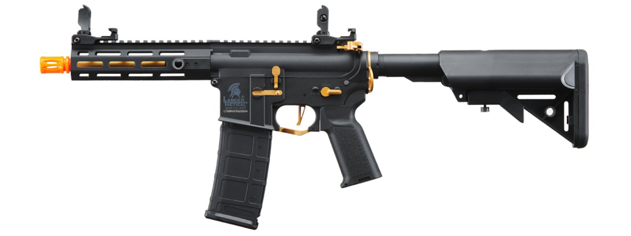 Lancer Tactical Gen 2 Hellion M-LOK 7" Airsoft M4 AEG Core Series (Color: Black & Gold)(No Battery and Charger) - Click Image to Close
