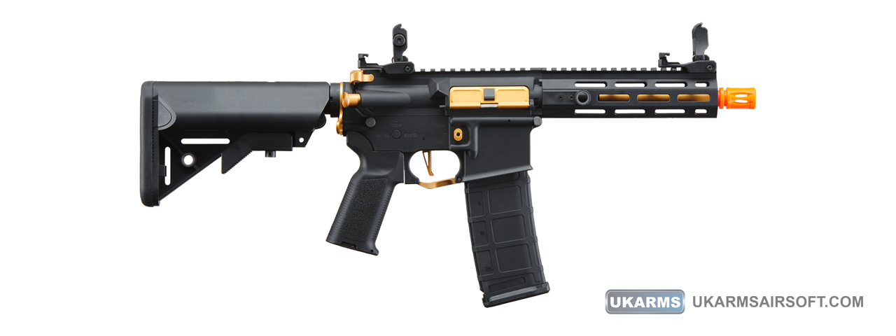 Lancer Tactical Gen 2 Hellion M-LOK 7" Airsoft M4 AEG (Color: Black & Gold)(Battery and Charger Included)