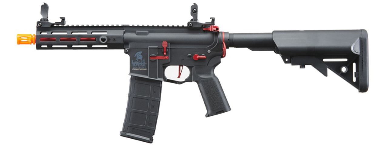 Lancer Tactical Gen 2 Hellion M-LOK 7" Airsoft M4 AEG Core Series (Color: Black & Red)(No Battery and Charger) - Click Image to Close