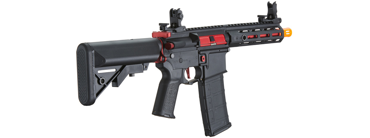 Lancer Tactical Gen 2 Hellion M-LOK 7" Airsoft M4 AEG Core Series (Color: Black & Red)(No Battery and Charger) - Click Image to Close