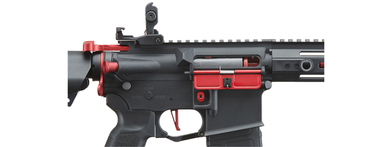 Lancer Tactical Gen 2 Hellion M-LOK 7" Airsoft M4 AEG Core Series (Color: Black & Red)(No Battery and Charger)