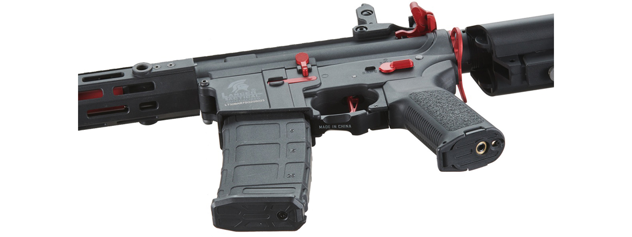 Lancer Tactical Gen 2 Hellion M-LOK 7" Airsoft M4 AEG Core Series (Color: Black & Red)(No Battery and Charger) - Click Image to Close