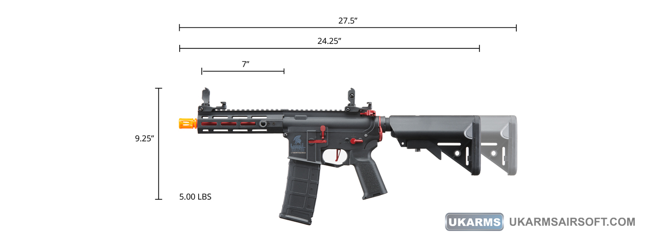 Lancer Tactical Gen 2 Hellion M-LOK 7" Airsoft M4 AEG (Color: Black & Red)(Battery and Charger Included) - Click Image to Close
