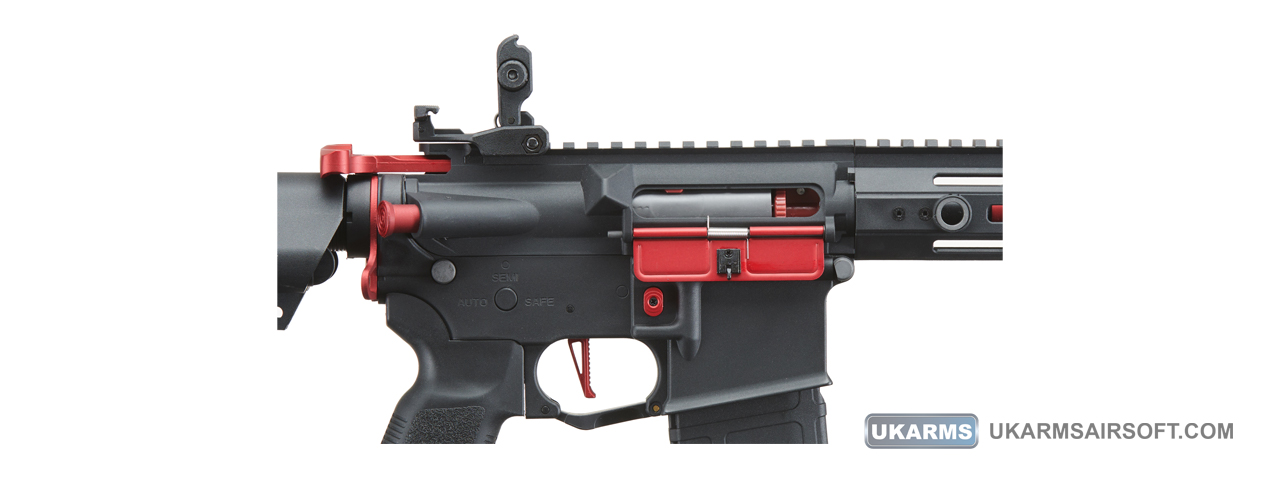 Lancer Tactical Gen 2 Hellion M-LOK 7" Airsoft M4 AEG (Color: Black & Red)(Battery and Charger Included)