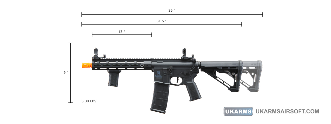 Lancer Tactical Gen 3 Hellion M-LOK 10" Airsoft M4 AEG with Delta Stock (Color: Black) - Click Image to Close