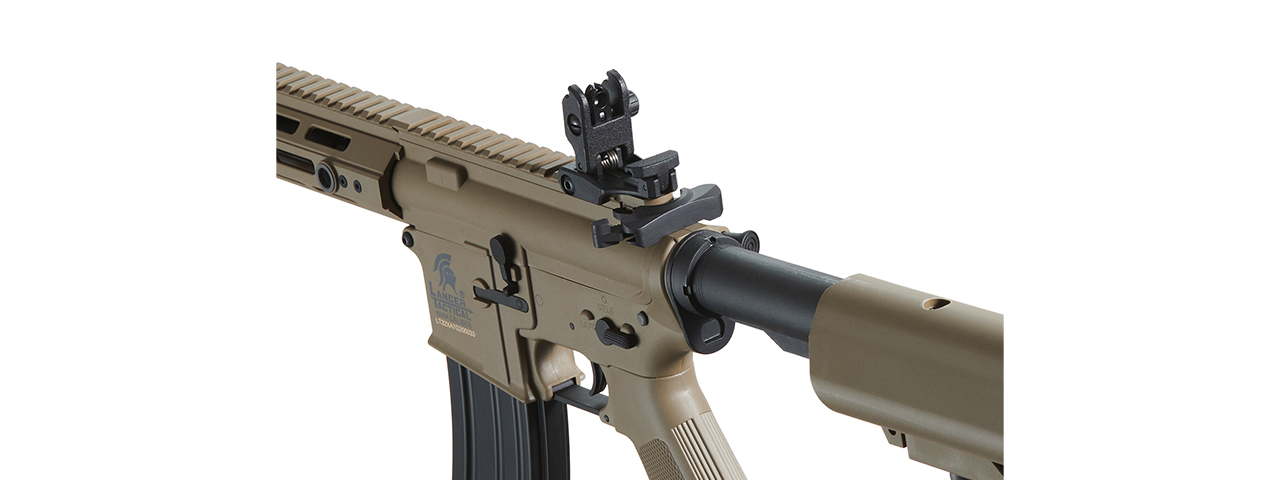 Lancer Tactical Gen 2 Hellion M-LOK 7" Airsoft M4 AEG (Color: Tan) (Battery and Charger Included) - Click Image to Close