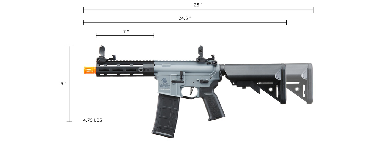 Lancer Tactical Gen 2 Hellion M-LOK 7" Airsoft M4 AEG Core Series (Color: Grey & Black)(No Battery and Charger)