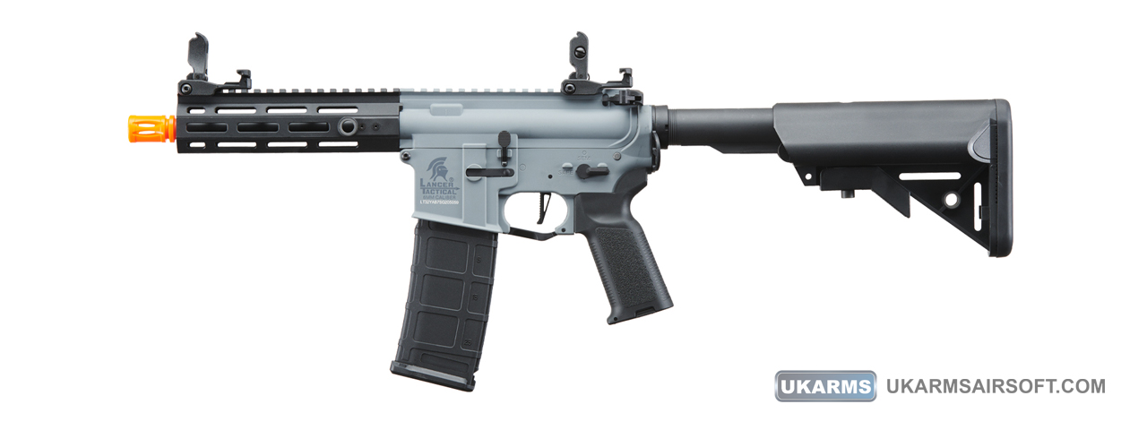 Lancer Tactical Gen 2 Hellion M-LOK 7" Airsoft M4 AEG (Color: Grey & Black)(Battery and Charger Included)