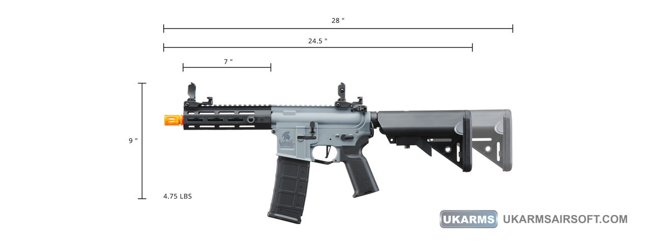 Lancer Tactical Gen 2 Hellion M-LOK 7" Airsoft M4 AEG (Color: Grey & Black)(Battery and Charger Included)