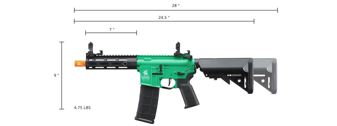 Lancer Tactical Gen 2 CQB M4 AEG Rifle Core Series (Color: Green & Black)(No Battery and Charger)