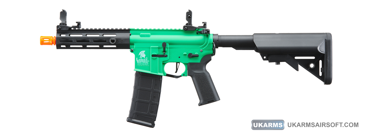 Lancer Tactical Gen 2 Hellion M-LOK 7" Airsoft M4 AEG (Color: Green & Black)(Battery and Charger Included)