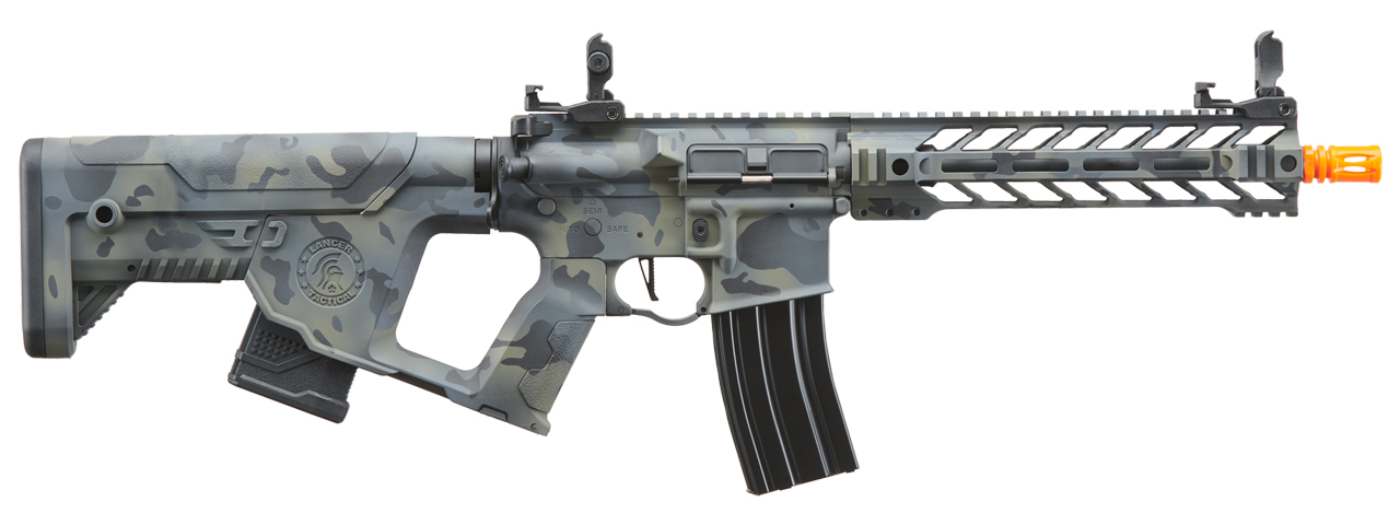 Lancer Tactical Proline Enforcer Battle Hawk 10" M4 Airsoft Rifle w/ Alpha Stock (Cerakote Color: CAMO Black) - Click Image to Close