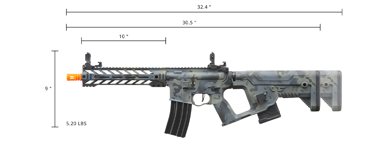 Lancer Tactical Proline Enforcer Battle Hawk 10" M4 Airsoft Rifle w/ Alpha Stock (Cerakote Color: CAMO Black)