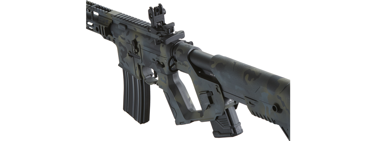 Lancer Tactical Proline Enforcer Battle Hawk 10" M4 Airsoft Rifle w/ Alpha Stock (Cerakote Color: CAMO Black) - Click Image to Close