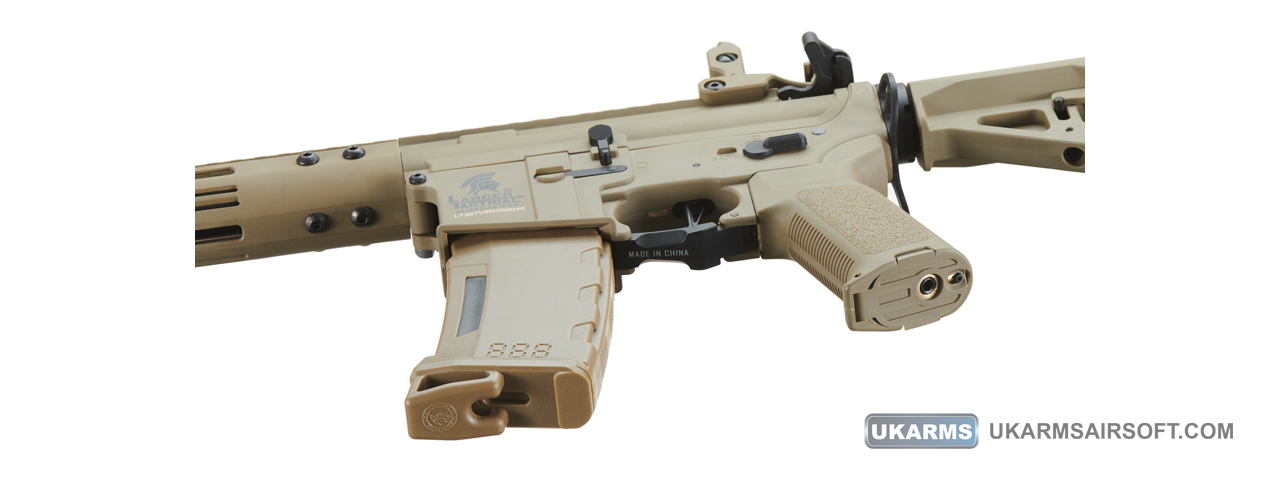 Lancer Tactical Gen 3 Archon 9" M-LOK M4 Airsoft Rifle w/ Delta Stock (Color: Tan) - Click Image to Close