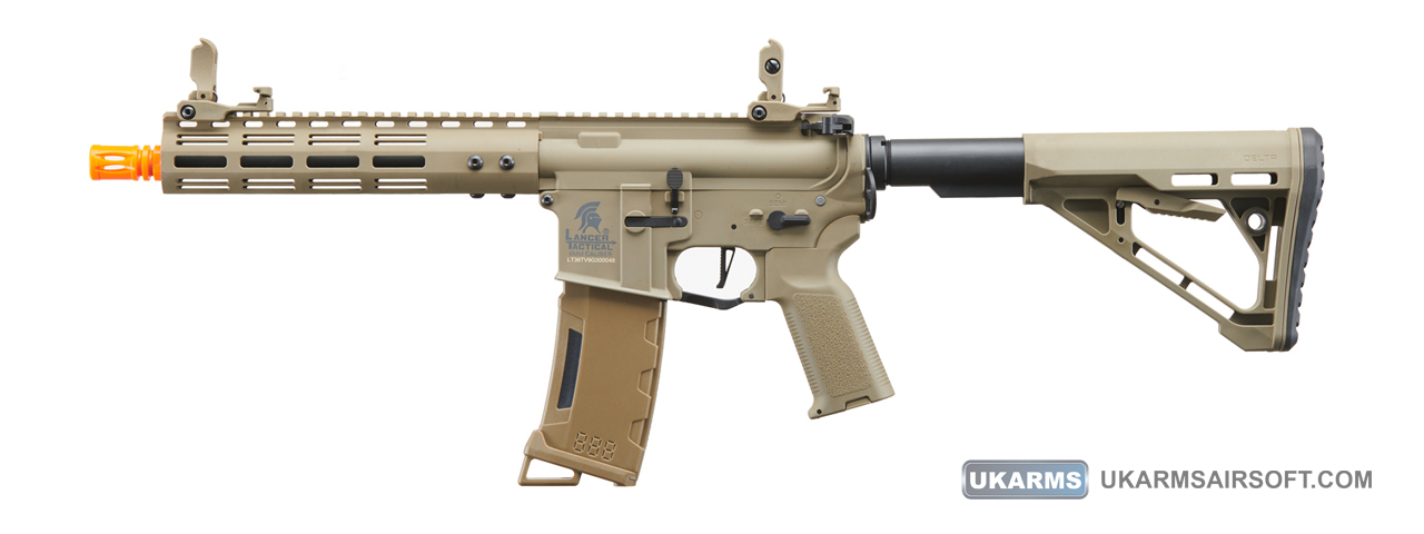 Lancer Tactical Gen 3 Archon 9" M-LOK M4 Airsoft Rifle w/ Delta Stock (Color: Tan) - Click Image to Close