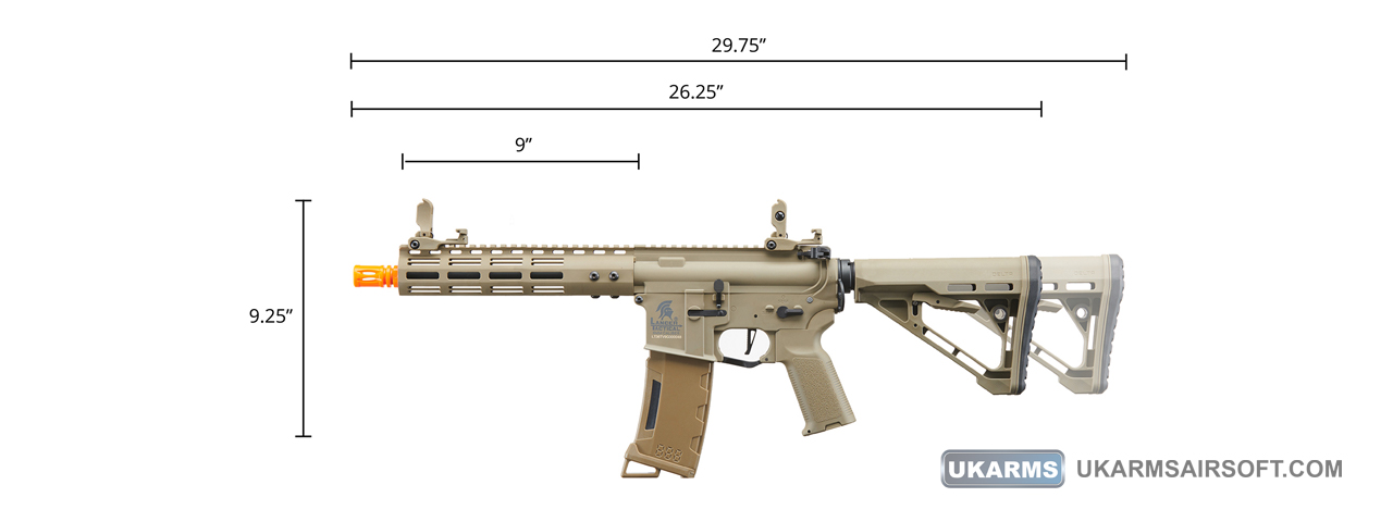 Lancer Tactical Gen 3 Archon 9" M-LOK M4 Airsoft Rifle w/ Delta Stock (Color: Tan)