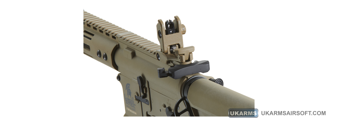 Lancer Tactical Gen 3 Archon 9" M-LOK M4 Airsoft Rifle w/ Delta Stock (Color: Tan) - Click Image to Close