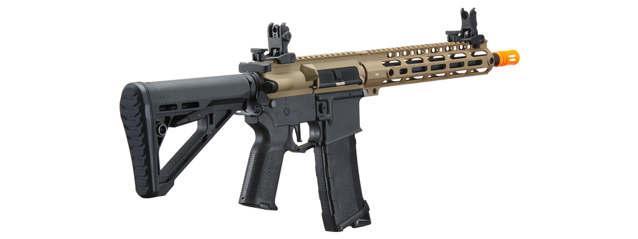 Lancer Tactical Gen 3 M-LOK 10" Airsoft M4 AEG with Delta Stock (Color: FDE Upper Receiver & Black Lower) - Click Image to Close