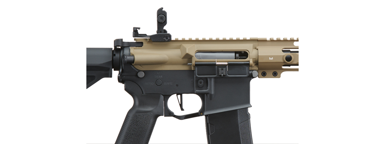 Lancer Tactical Gen 3 M-LOK 10" Airsoft M4 AEG with Delta Stock (Color: FDE Upper Receiver & Black Lower)